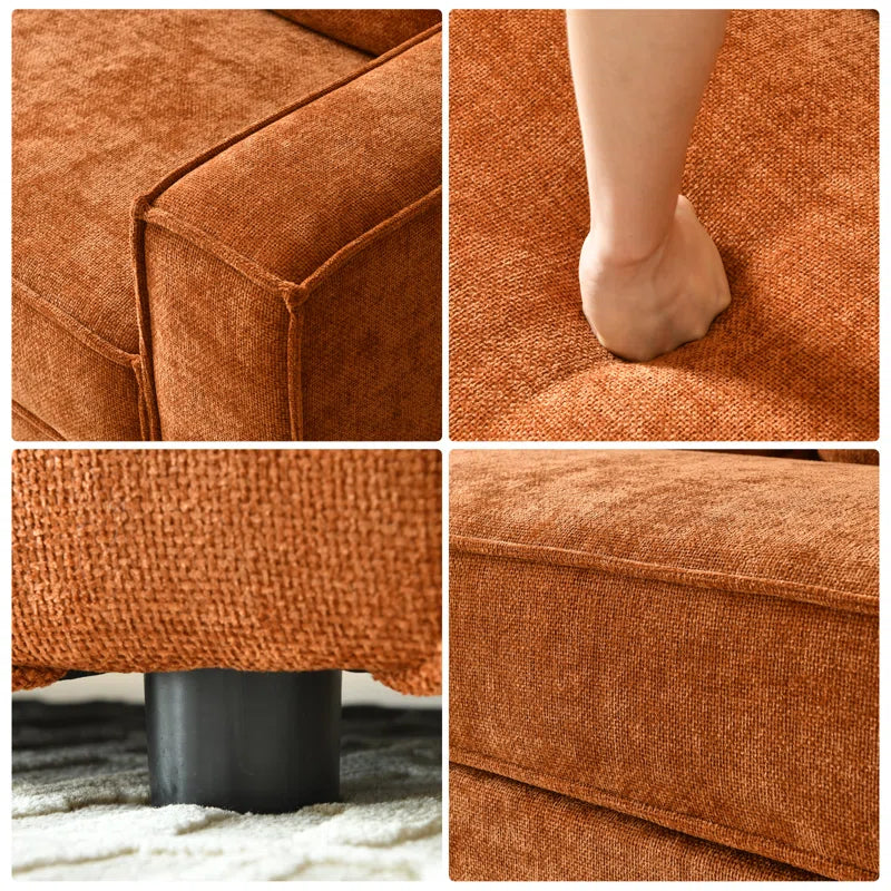 Alcantara 3-Seater 79.5'' Modern Upholstered Sofa with Square Armrests and 2 Throw Pillows