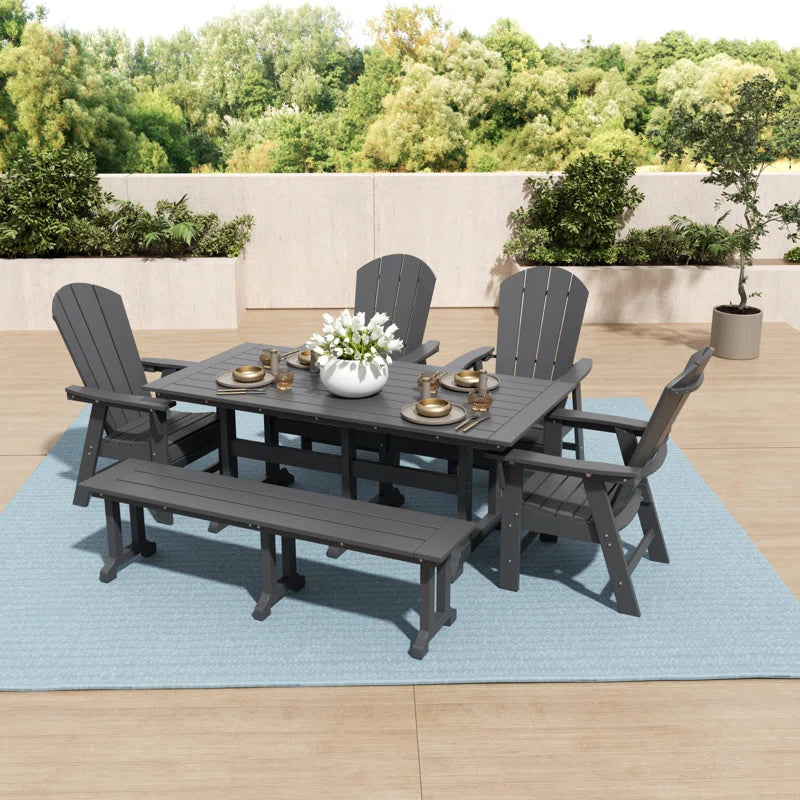 Aleera 6 - Person Patio Dining Set with Rectangular Table