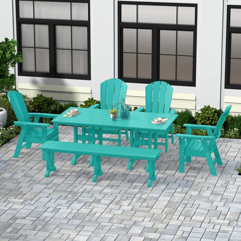 Aleera 6 - Person Patio Dining Set with Rectangular Table