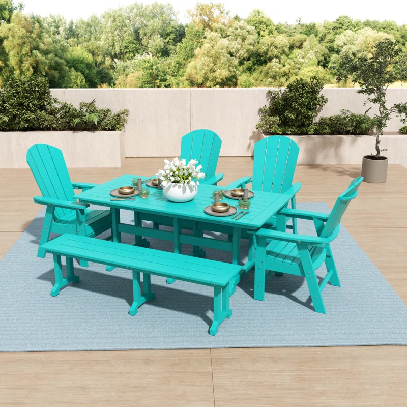 Aleera 6 - Person Patio Dining Set with Rectangular Table