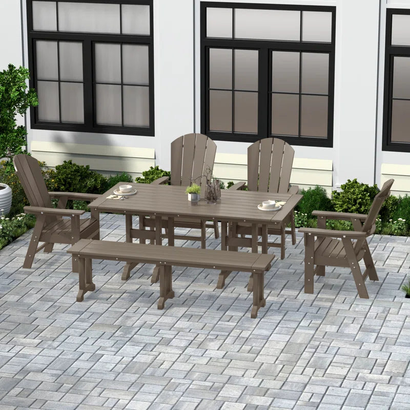 Aleera 6 - Person Patio Dining Set with Rectangular Table