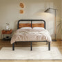 Amylia Heavy Duty Anti-Sway 14-Inch Steel Tube Iron Bed with Solid Wood Panel 40'' Headboard