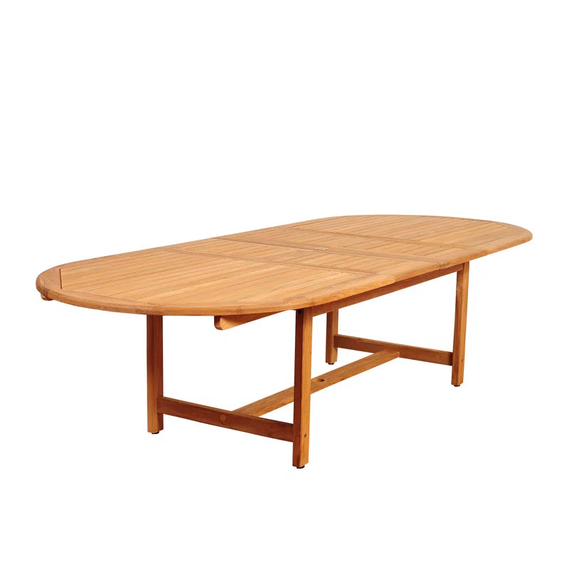 Anautica 8 - Person Teak Metal Patio Dining Set with Extendable Oval Table