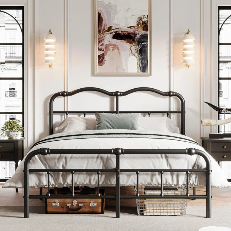 Ashwyn Heavy Duty Steel Slat Bed Frame with 18" High, Vintage Style, Anti Sway and Squeak Resistant