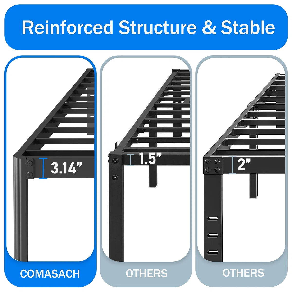 Ashwyn Verret Reinforced High Load-Bearing Frame Type Iron Bed with Anti-Shaking Design