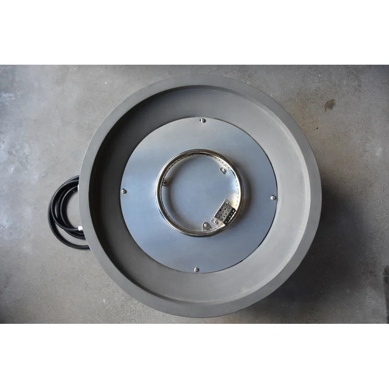 Aswaldi 27" Outdoor Light Grey Concrete Fire Bowl 50,000 BTU - Includes Lava Rocks & PVC Cover