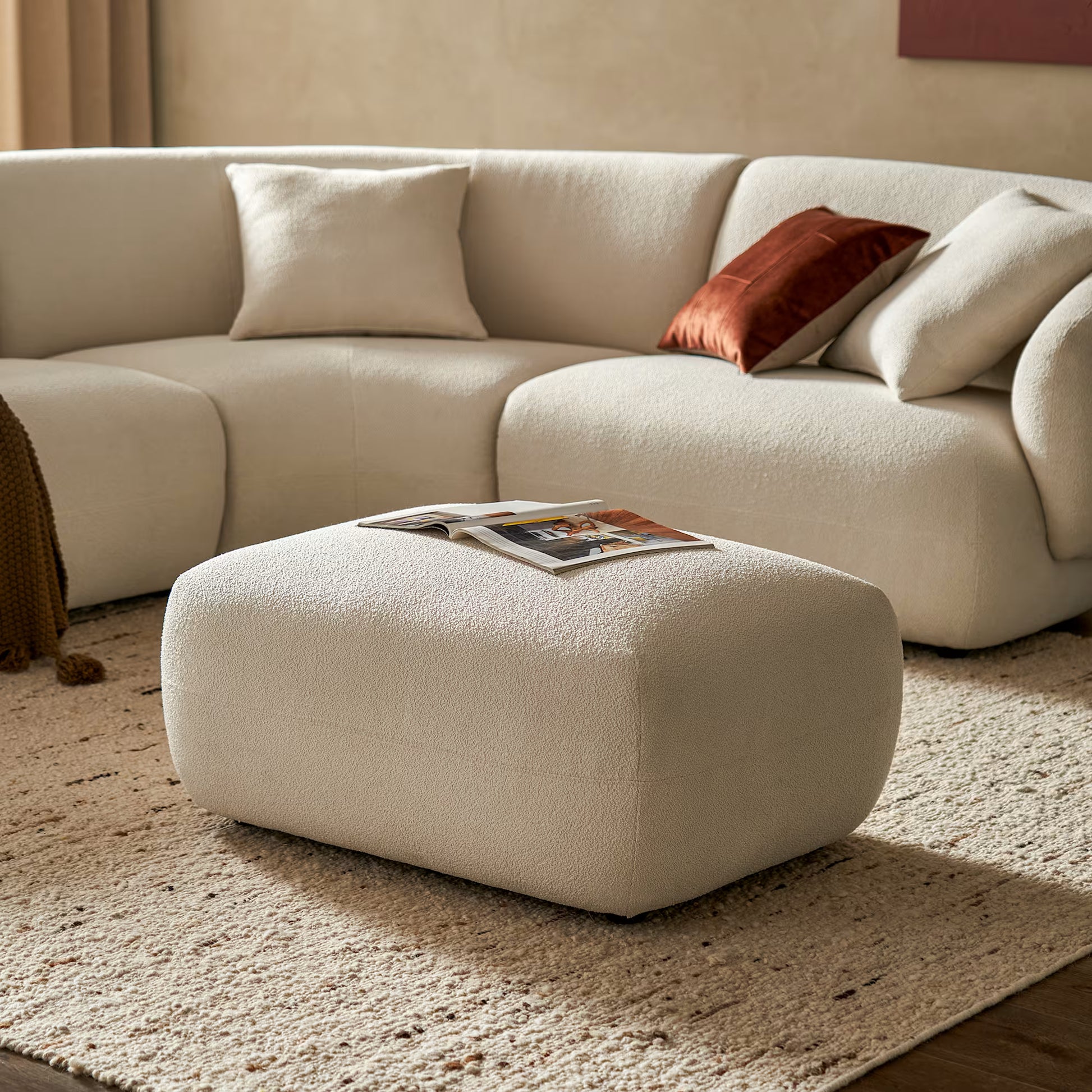 Auburn Performance Fabric Armless Curve Sofa with Ottoman