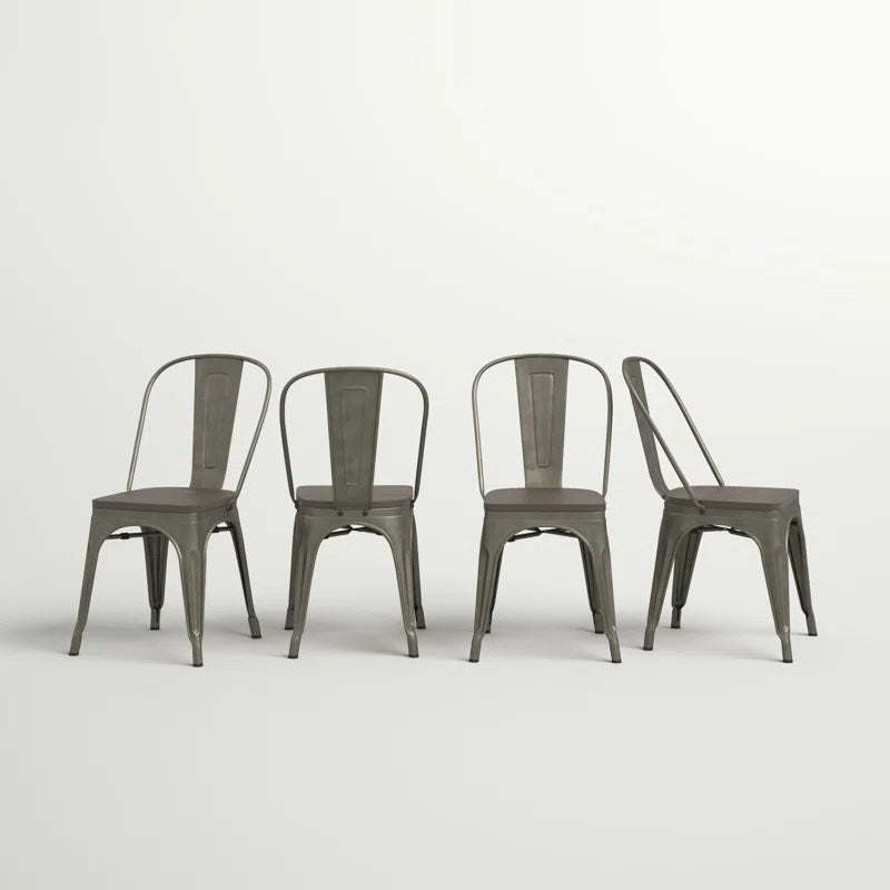 Augustine 17.7'' H Metal Stacking Side Chair (Set of 4)