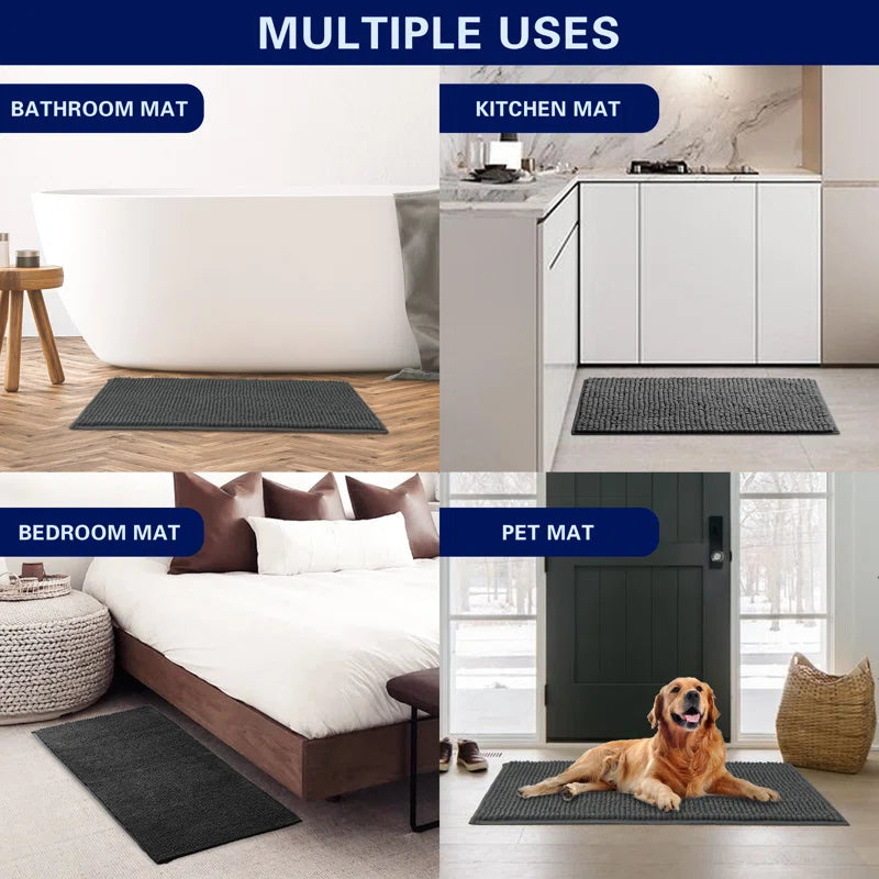 Luxury Polyester Rectangle Non-Slip Bath Rug
