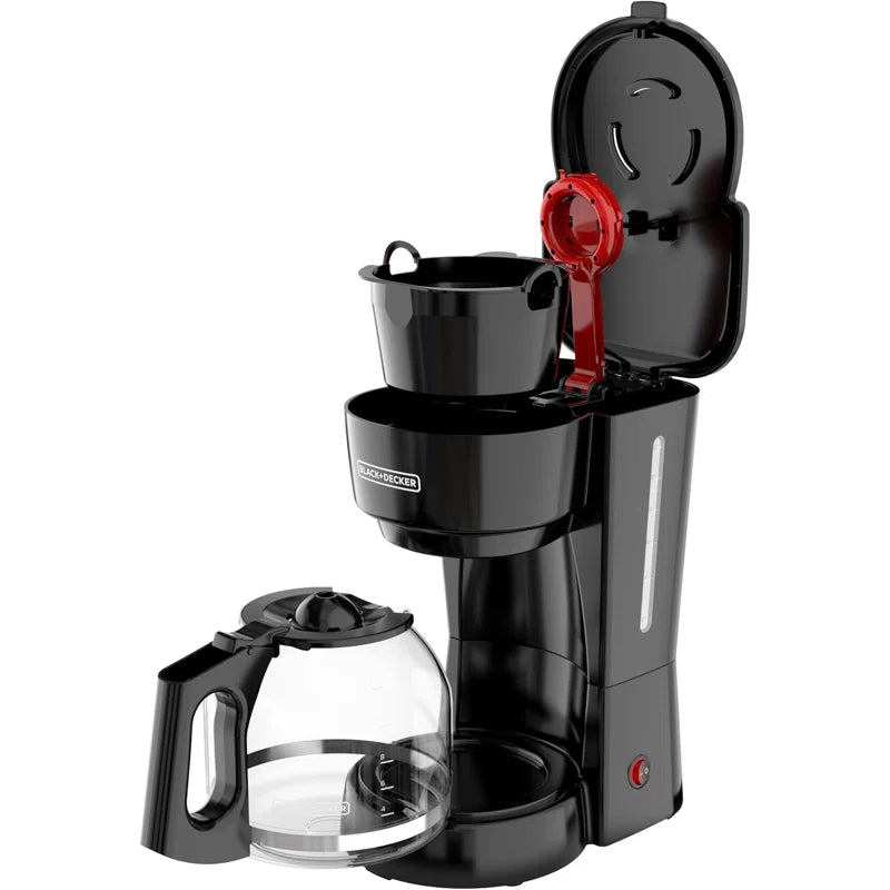 BLACK+DECKER 12-Cup Coffee Maker with Easy On/Off Switch, Easy Pour, Non-Drip Carafe with Removable Filter Basket, Vortex Technology, Black CM0915BKD