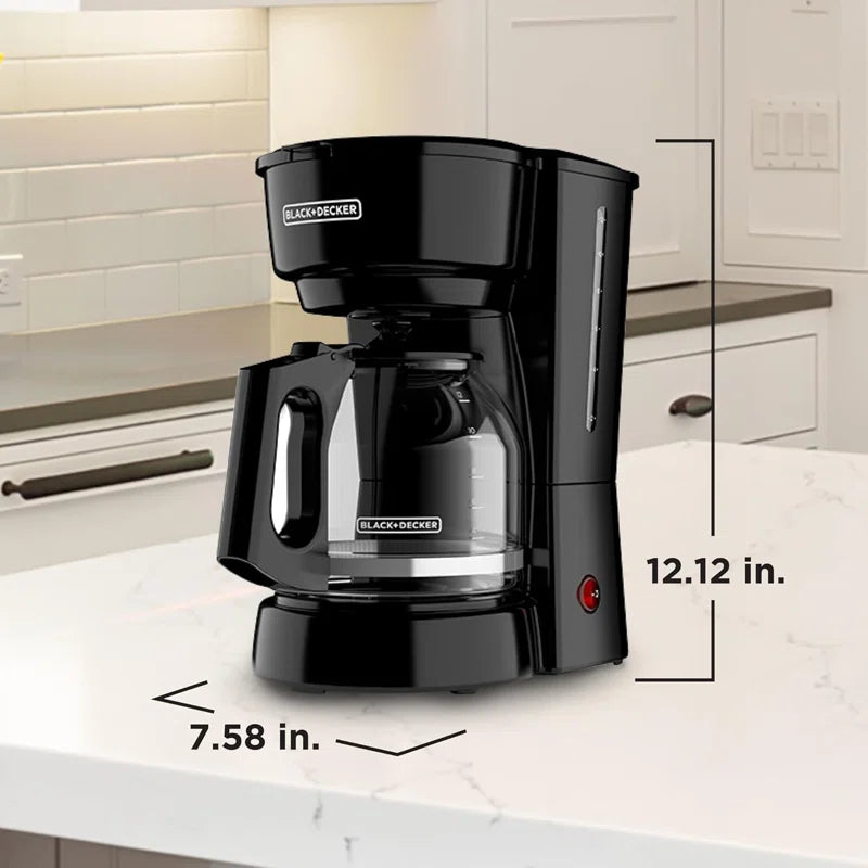 BLACK+DECKER 12-Cup Coffee Maker with Easy On/Off Switch, Easy Pour, Non-Drip Carafe with Removable Filter Basket, Vortex Technology, Black CM0915BKD