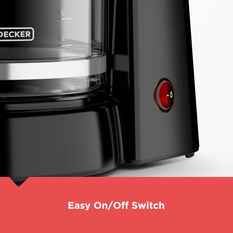 BLACK+DECKER 12-Cup Coffee Maker with Easy On/Off Switch, Easy Pour, Non-Drip Carafe with Removable Filter Basket, Vortex Technology, Black CM0915BKD