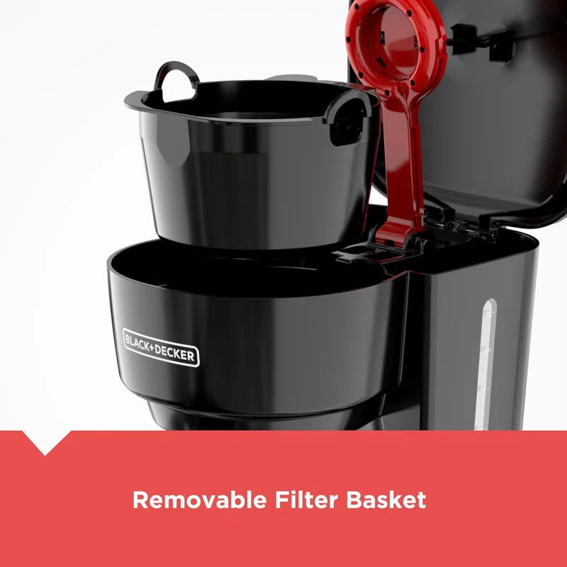 BLACK+DECKER 12-Cup Coffee Maker with Easy On/Off Switch, Easy Pour, Non-Drip Carafe with Removable Filter Basket, Vortex Technology, Black CM0915BKD
