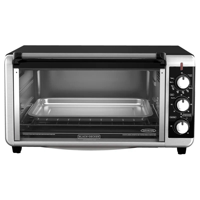 BLACK+DECKER 8-Slice Extra Wide Convection Toaster Oven, TO3250XSB, Fits 9"x13" Oven Pans and 12" Pizza, Stainless Steel/Black