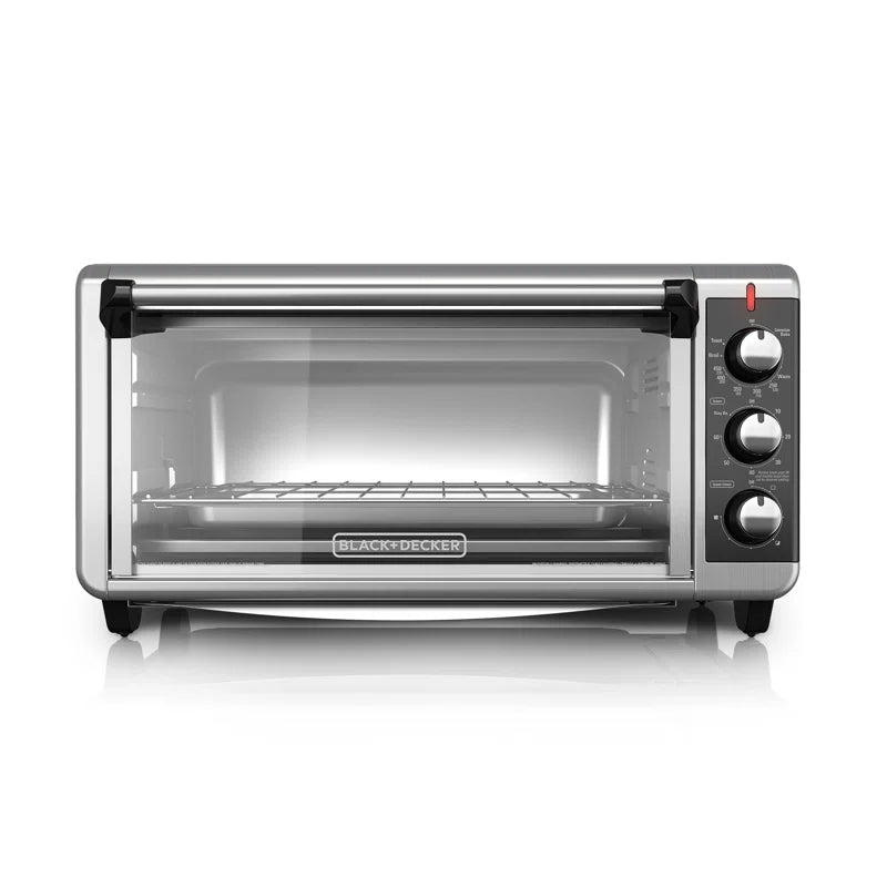 BLACK+DECKER 8-Slice Extra Wide Convection Toaster Oven, TO3250XSB, Fits 9"x13" Oven Pans and 12" Pizza, Stainless Steel/Black
