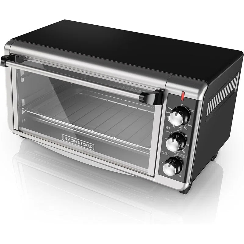 BLACK+DECKER 8-Slice Extra Wide Convection Toaster Oven, TO3250XSB, Fits 9"x13" Oven Pans and 12" Pizza, Stainless Steel/Black