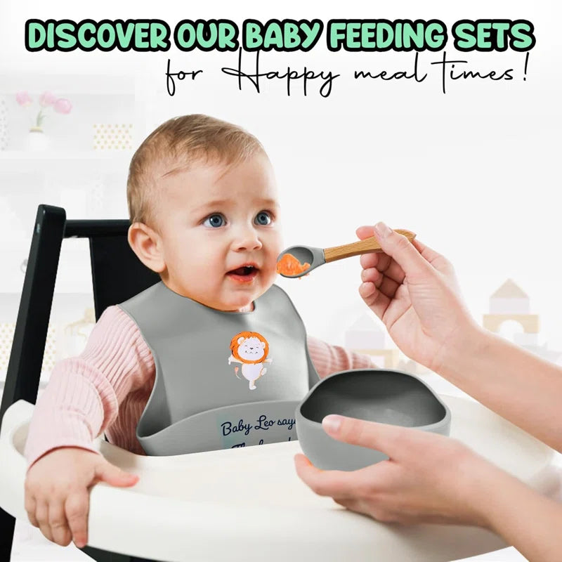 Baby Feeding Set 12 Piece Led Weaning Supplies Suction Bowl And Plate, Divided Plate, Spoon, Fork, Cup, Adjustable Bib Baby Self Feeding Utensils - Baby Feeding Supplies