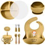 Baby Feeding Set 12 Piece Led Weaning Supplies Suction Bowl And Plate, Divided Plate, Spoon, Fork, Cup, Adjustable Bib Baby Self Feeding Utensils - Baby Feeding Supplies