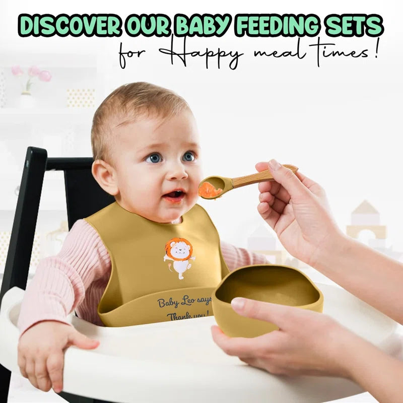 Baby Feeding Set 12 Piece Led Weaning Supplies Suction Bowl And Plate, Divided Plate, Spoon, Fork, Cup, Adjustable Bib Baby Self Feeding Utensils - Baby Feeding Supplies