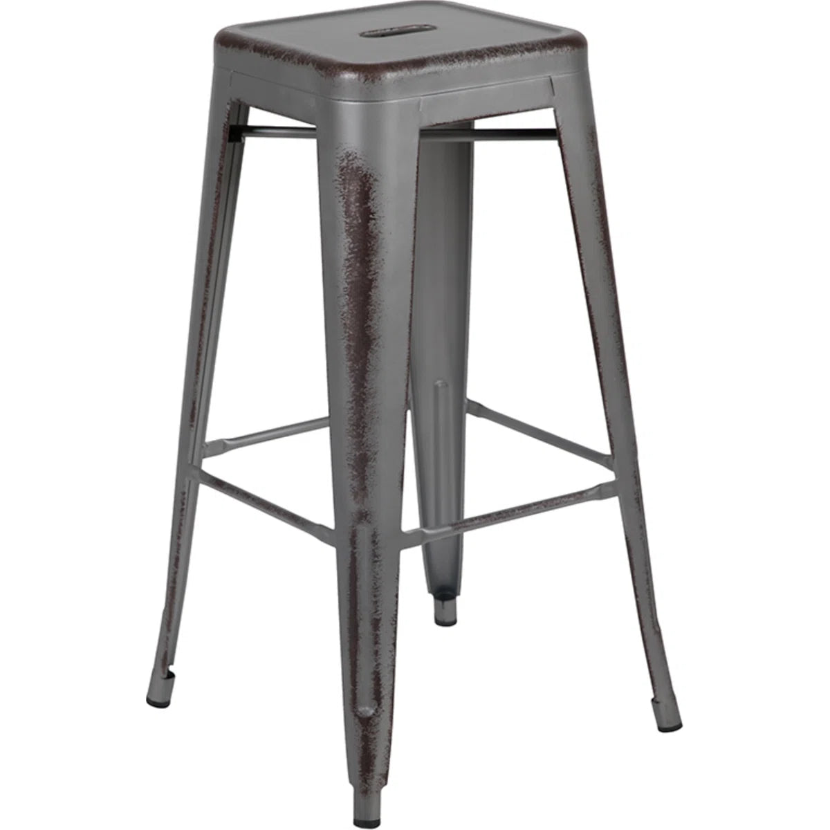 Backless Metal Indoor-Outdoor Stool w/Square Seat