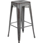 Backless Metal Indoor-Outdoor Stool w/Square Seat