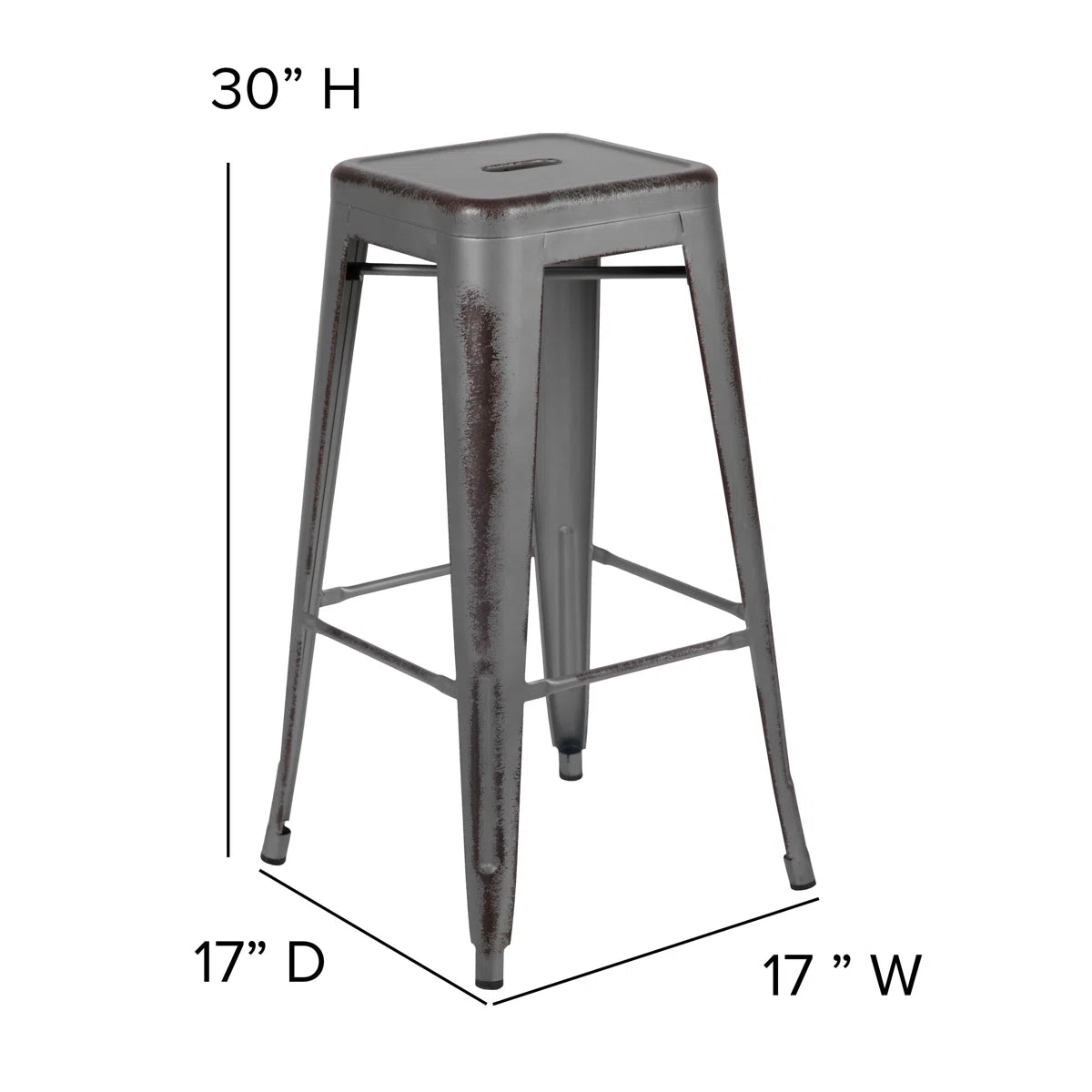 Backless Metal Indoor-Outdoor Stool w/Square Seat