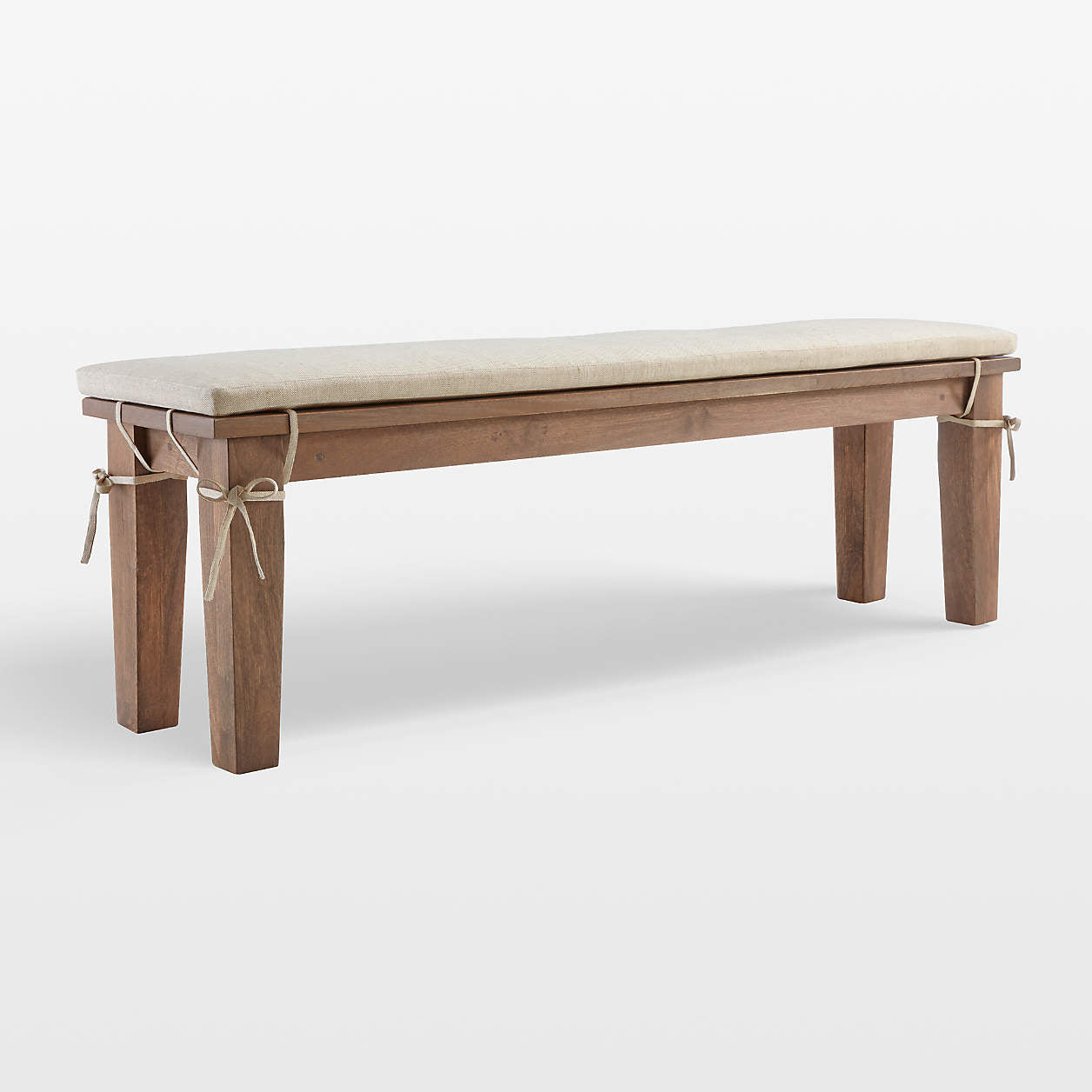 Basque Light Brown Wood Bench with Natural Cushion