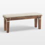 Basque Light Brown Wood Bench with Natural Cushion