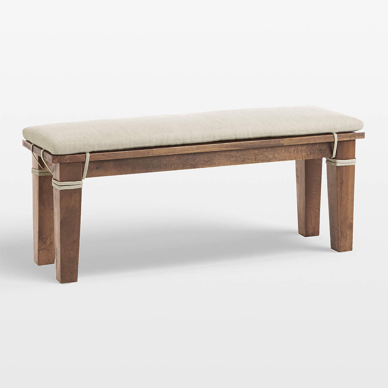 Basque Light Brown Wood Bench with Natural Cushion