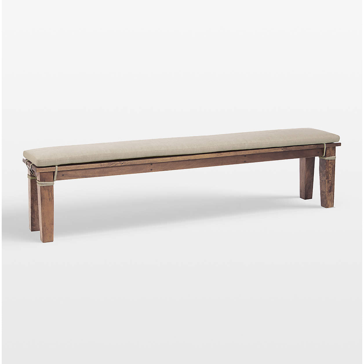 Basque Light Brown Wood Bench with Natural Cushion