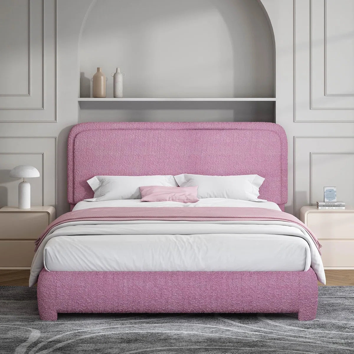 Bensu Boucle Upholstered Platform Bed