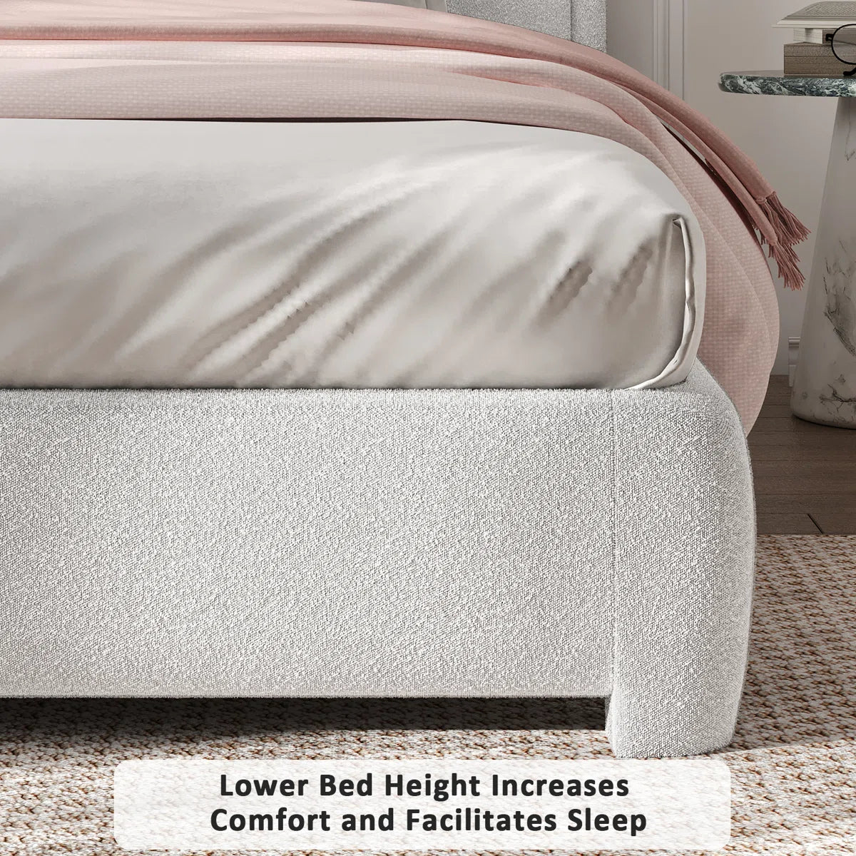 Bensu Boucle Upholstered Platform Bed