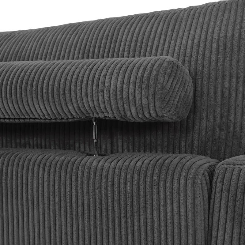 Bentura Upholstered Gray Corduroy Modular Sofa with Pillow Back and Solid Wood Legs