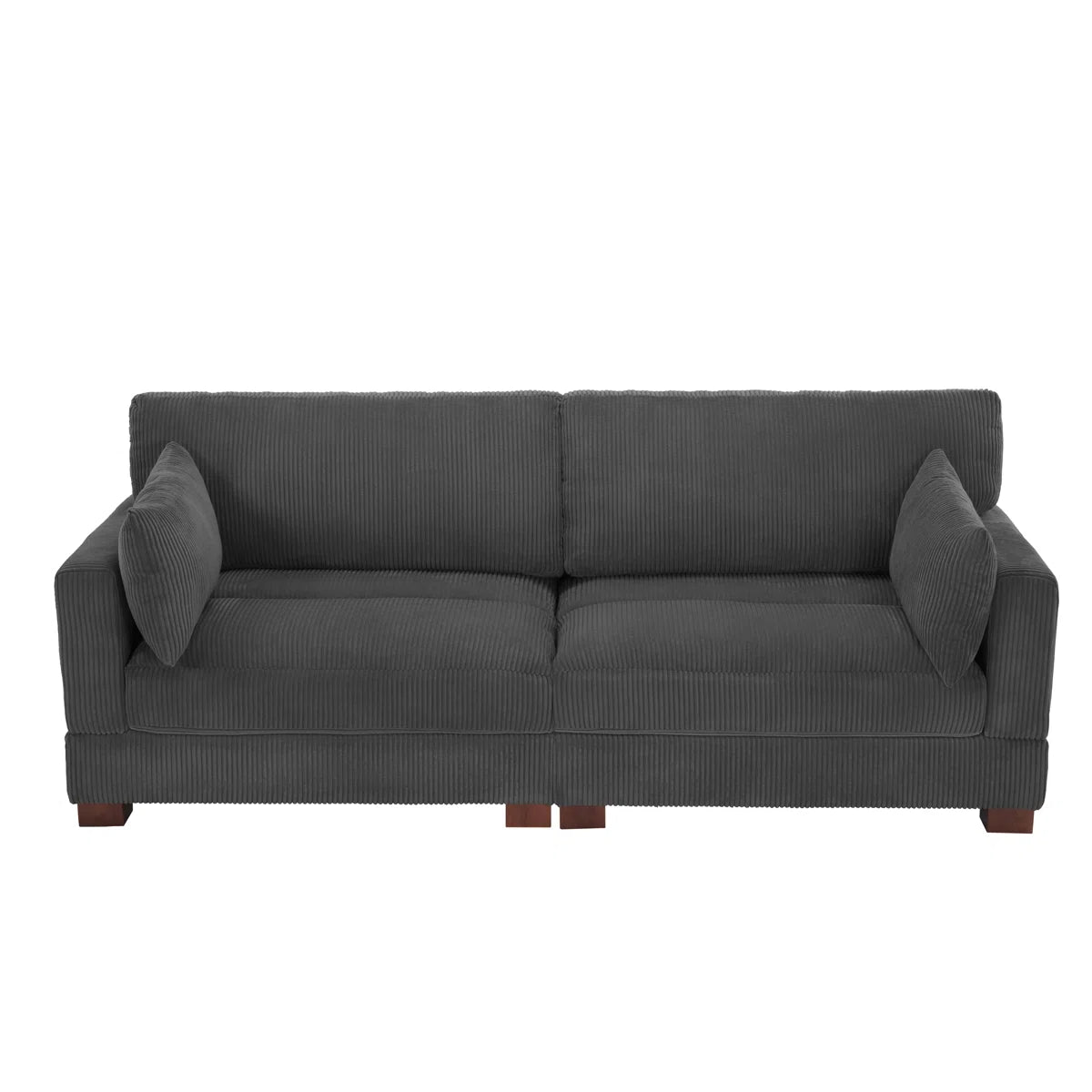 Bentura Upholstered Gray Corduroy Modular Sofa with Pillow Back and Solid Wood Legs
