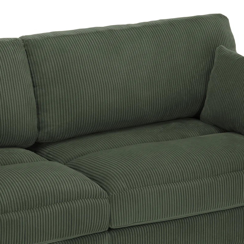 Bentura Upholstered Gray Corduroy Modular Sofa with Pillow Back and Solid Wood Legs