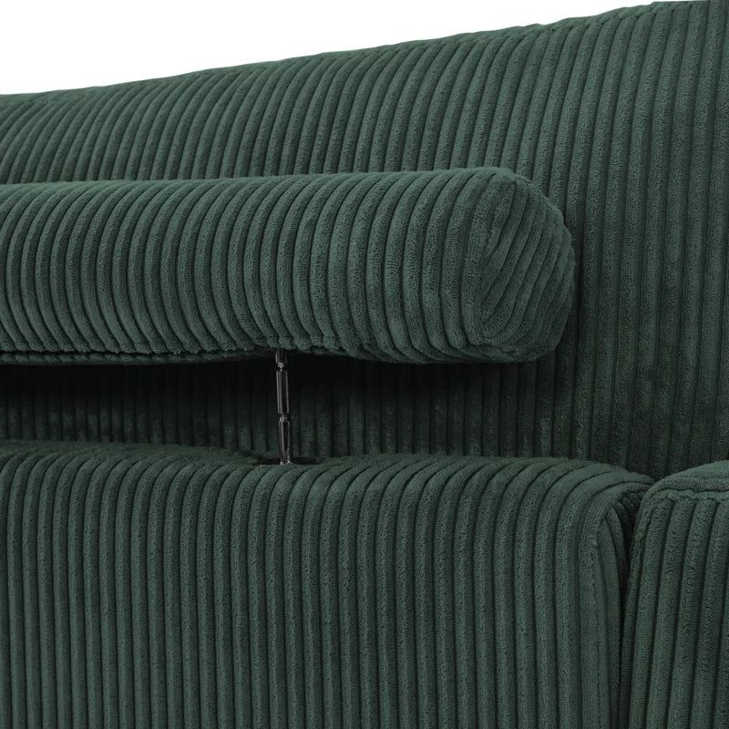 Bentura Upholstered Gray Corduroy Modular Sofa with Pillow Back and Solid Wood Legs