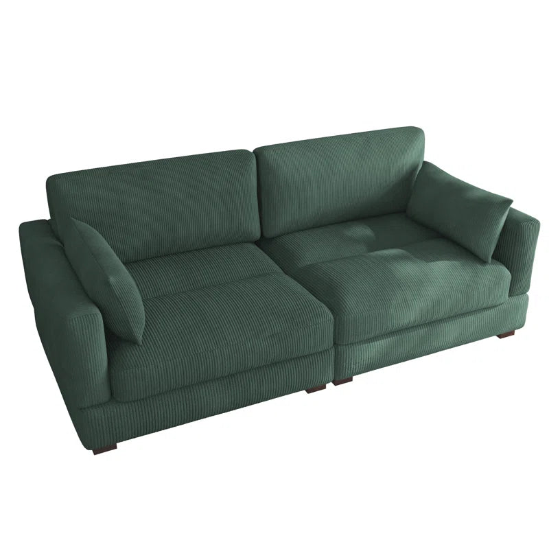 Bentura Upholstered Gray Corduroy Modular Sofa with Pillow Back and Solid Wood Legs