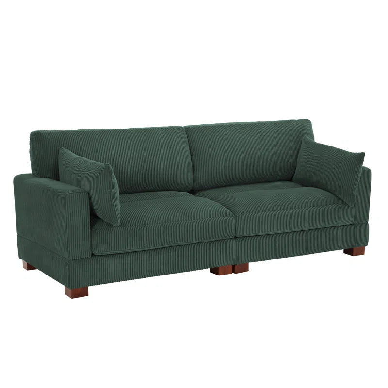 Bentura Upholstered Gray Corduroy Modular Sofa with Pillow Back and Solid Wood Legs