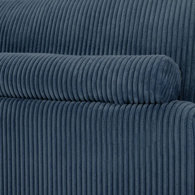 Bentura Upholstered Gray Corduroy Modular Sofa with Pillow Back and Solid Wood Legs