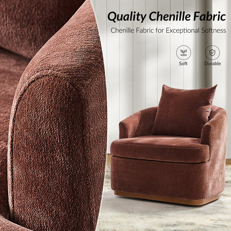 Berklie 31"W Modern Chenille Swivel Armchair With Ergonomic Backrest and Solid Wood Legs Set of 2