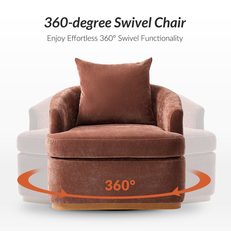 Berklie 31"W Modern Chenille Swivel Armchair With Ergonomic Backrest and Solid Wood Legs Set of 2