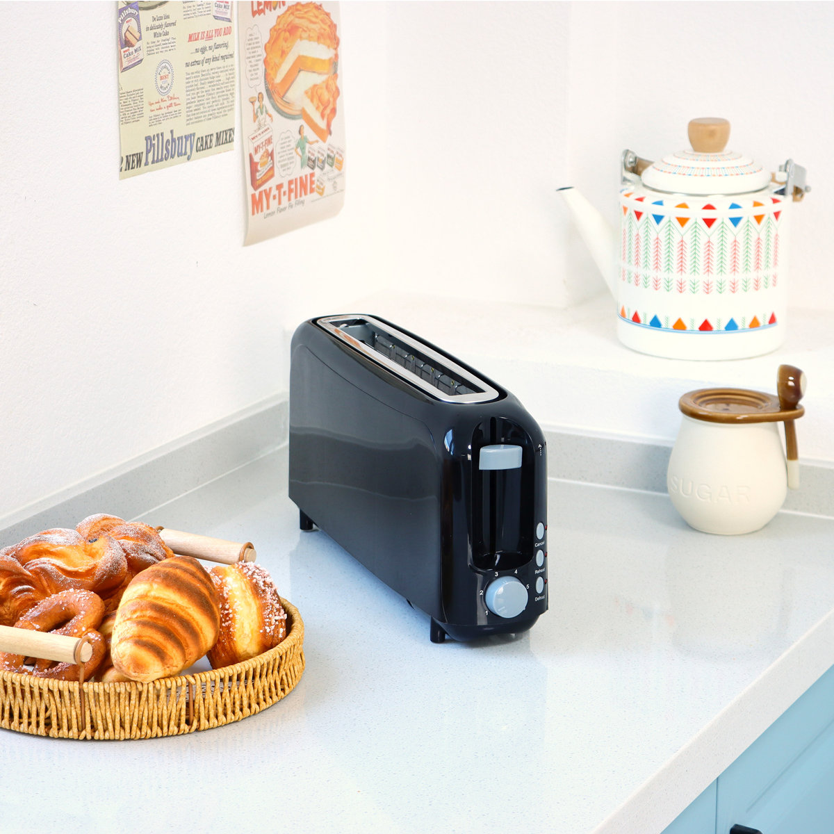 Yellow 2-Slice Slim Toaster - 10" Long Slot For Bagels & Artisan Bread, 6 Shade Settings, Cancel/Reheat/Defrost, Removable Crumb Tray, Auto Shut-Off