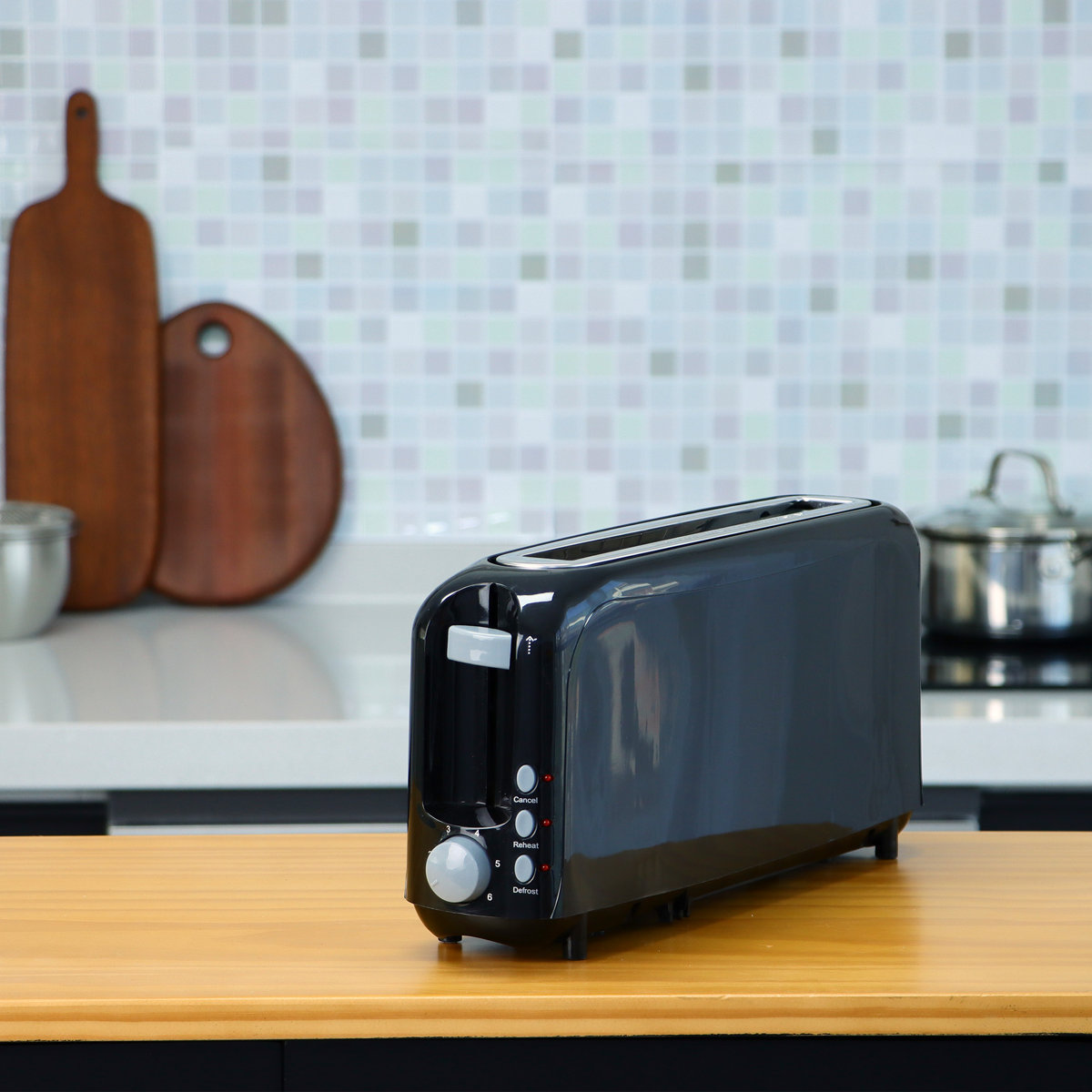 Yellow 2-Slice Slim Toaster - 10" Long Slot For Bagels & Artisan Bread, 6 Shade Settings, Cancel/Reheat/Defrost, Removable Crumb Tray, Auto Shut-Off
