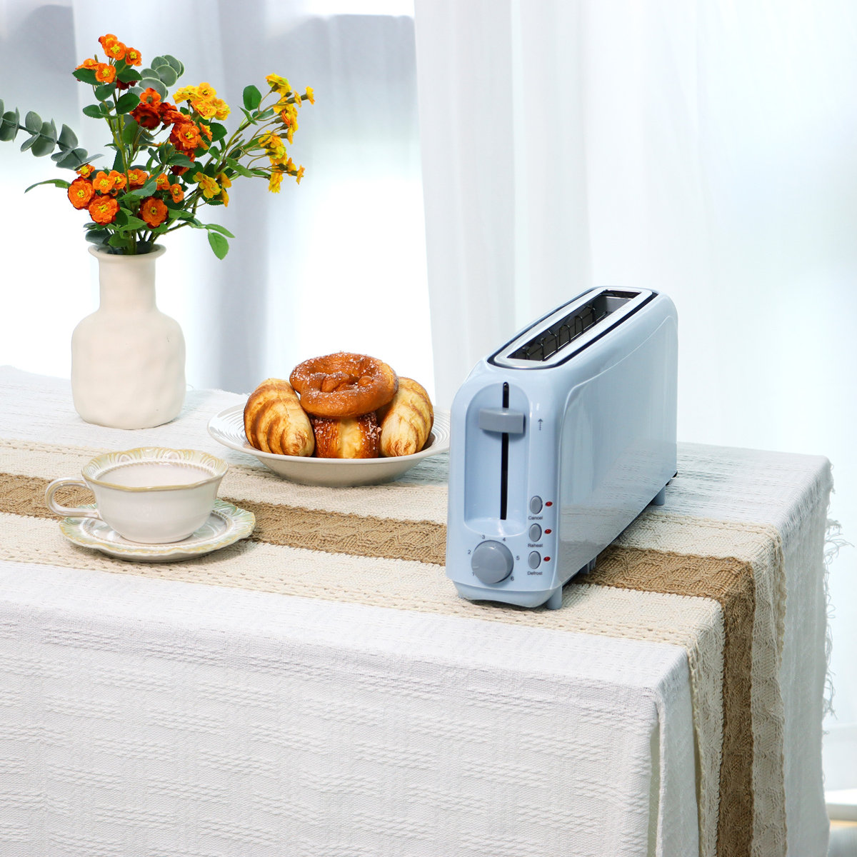 Yellow 2-Slice Slim Toaster - 10" Long Slot For Bagels & Artisan Bread, 6 Shade Settings, Cancel/Reheat/Defrost, Removable Crumb Tray, Auto Shut-Off