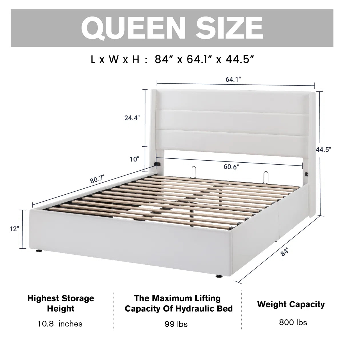 Braya Hydraulic Lift Up Storage Upholstered Platform Bed