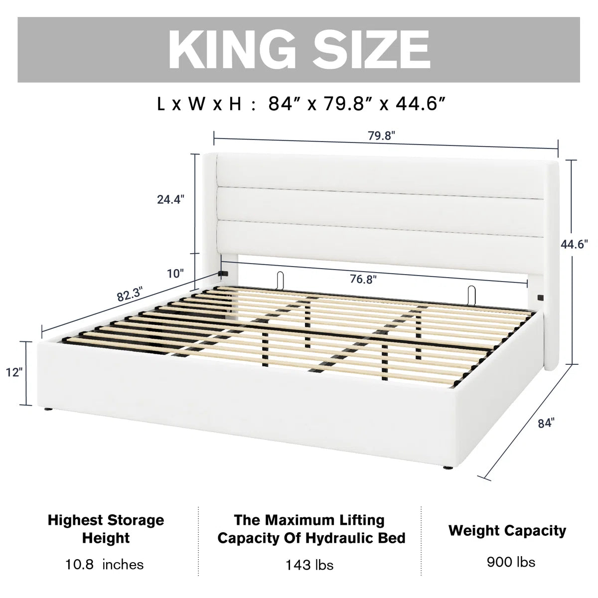Braya Hydraulic Lift Up Storage Upholstered Platform Bed