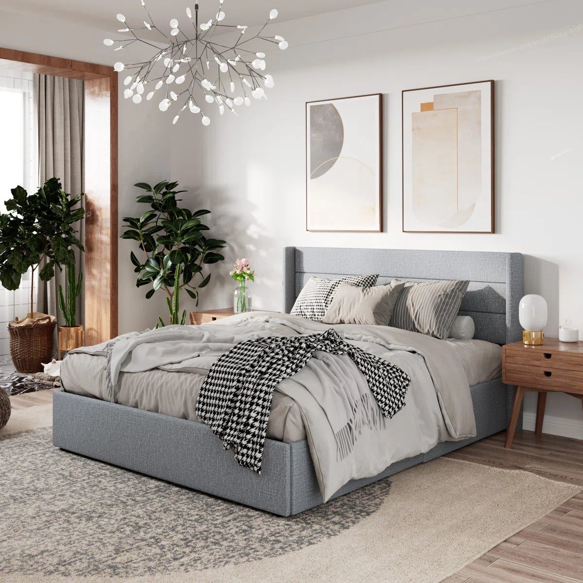 Braya Hydraulic Lift Up Storage Upholstered Platform Bed