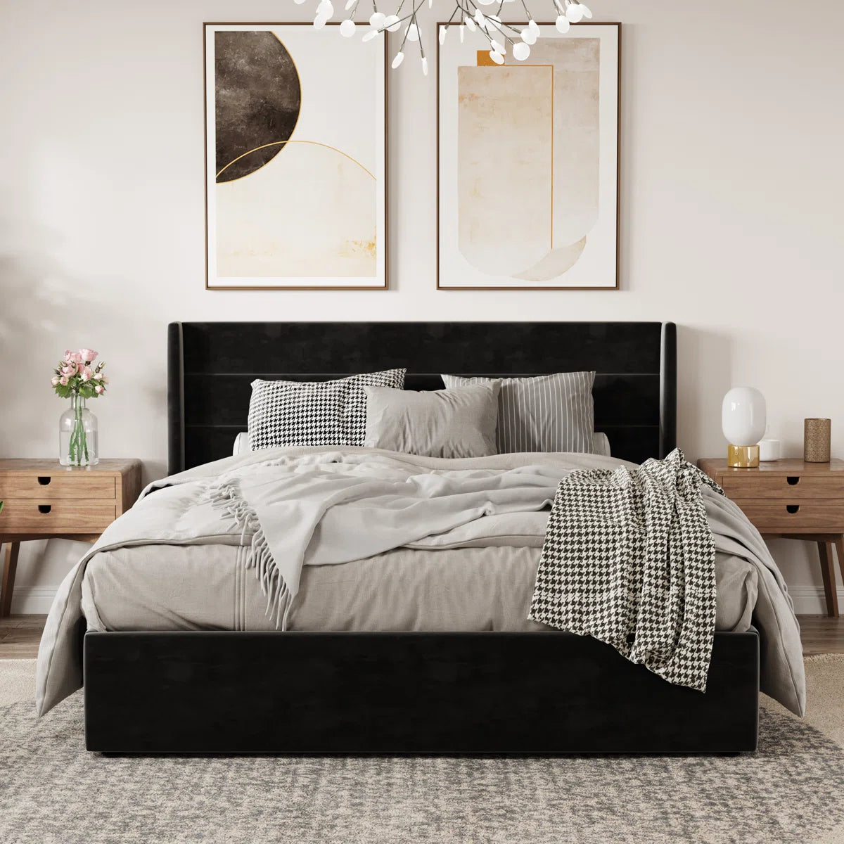 Braya Hydraulic Lift Up Storage Upholstered Platform Bed