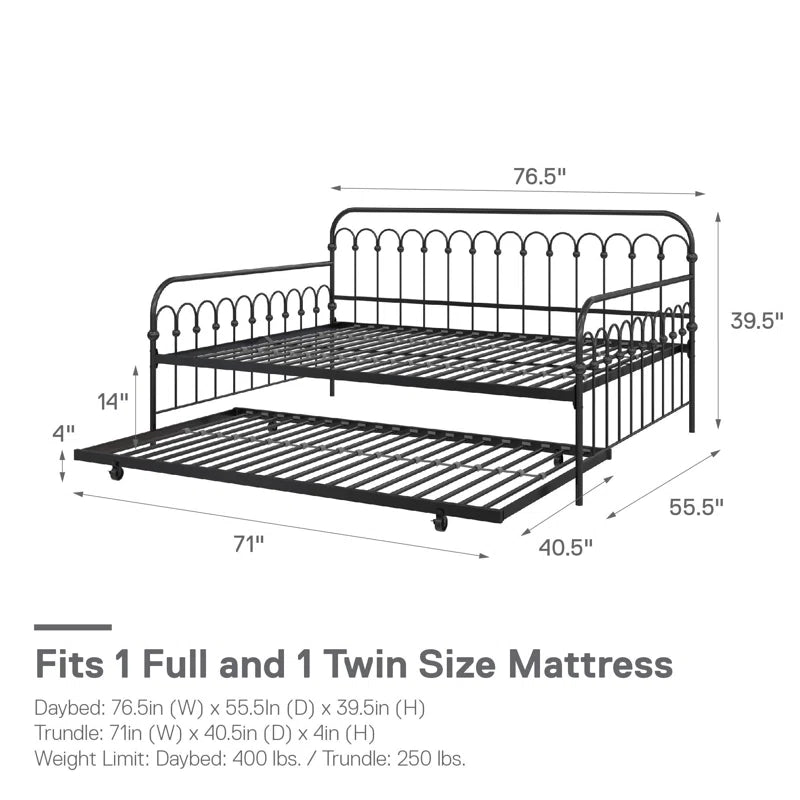 Bright Pop Metal Daybed with Trundle