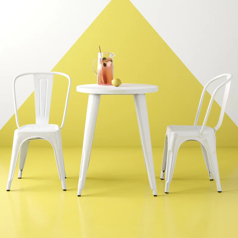 Brinson 30'' Round Metal Indoor-Outdoor Table Set with 2 Cafe Chairs